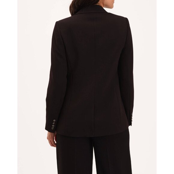 T Tahari Womens Single Button Peak Lapel Blazer Black Flap Pockets size 12 - Picture 4 of 16